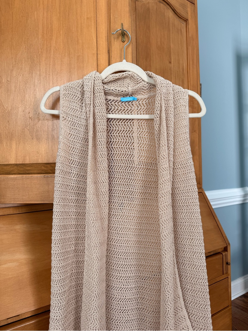 J. McLaughlin Beige Open-Knit Sweater Vest